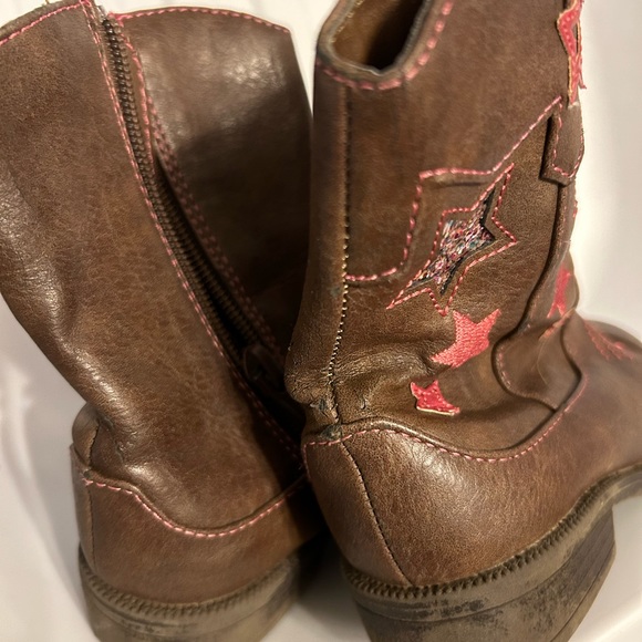 Little Girls size 8 Cowboy Boots, brown /pink - Picture 4 of 5